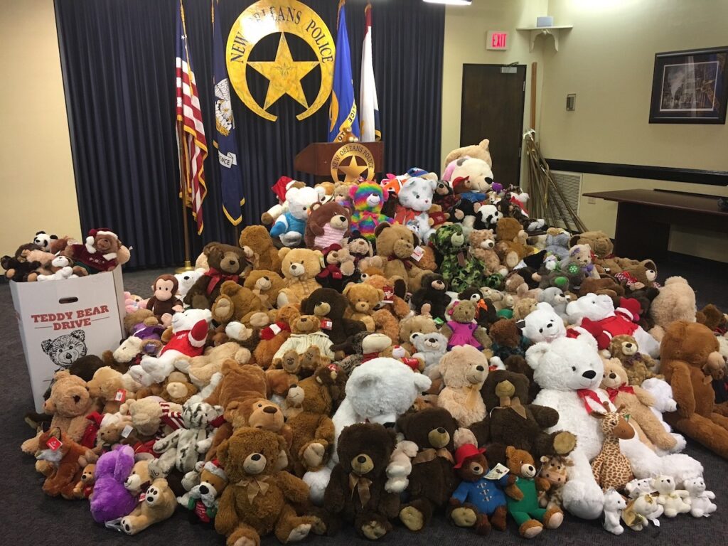 Photo of teddy bears donated to the NOPD 