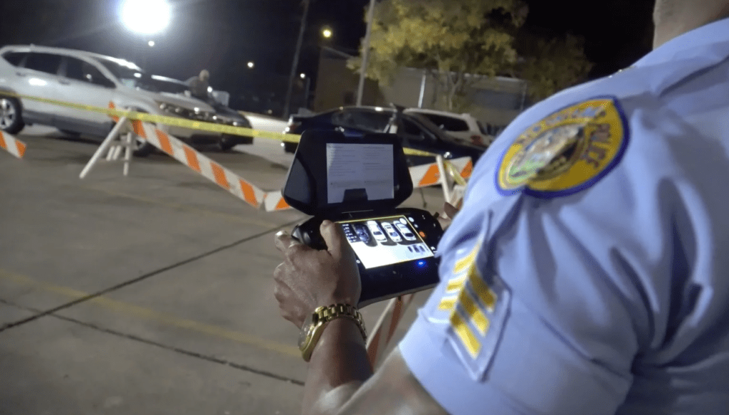 Sergeant Dickerson operating a NOPD Drone