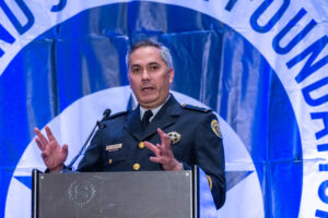 NOPD Deputy Chief Nicholas Gernon speaking at the 2024 Stake Out for Justice