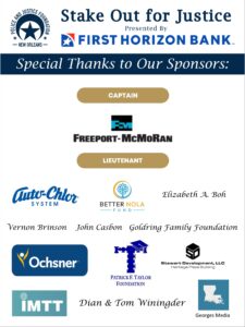 Stake Out for Justice 2024 Special Thanks to our Sponsors