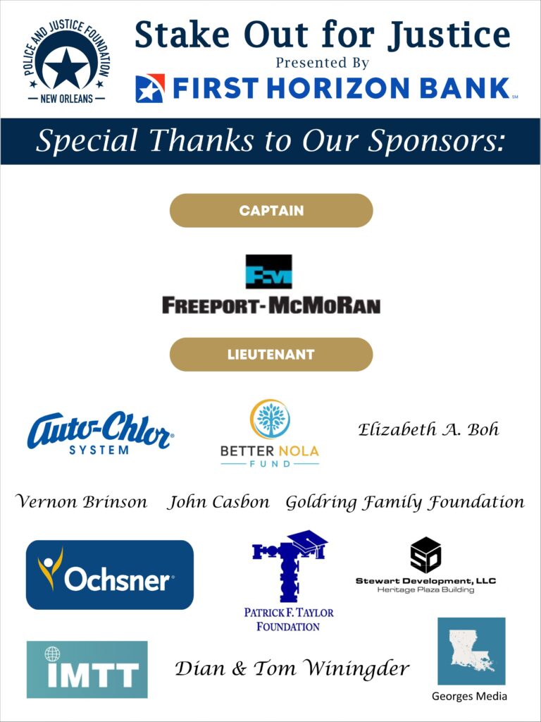 Stake Out for Justice 2024 Special Thanks to our Sponsors