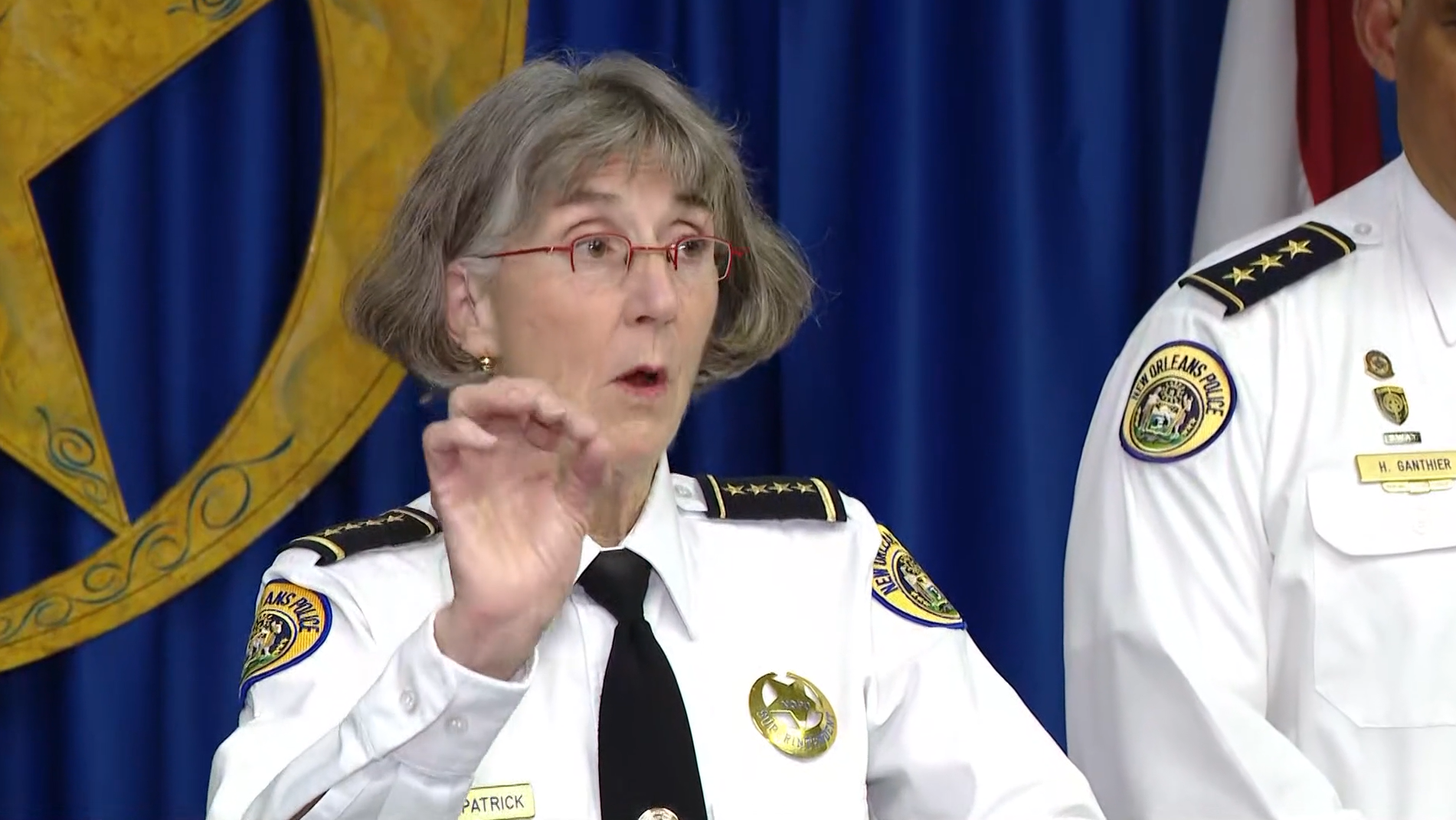 NOPD Superintendent Anne Kirkpatrick at a press conference
