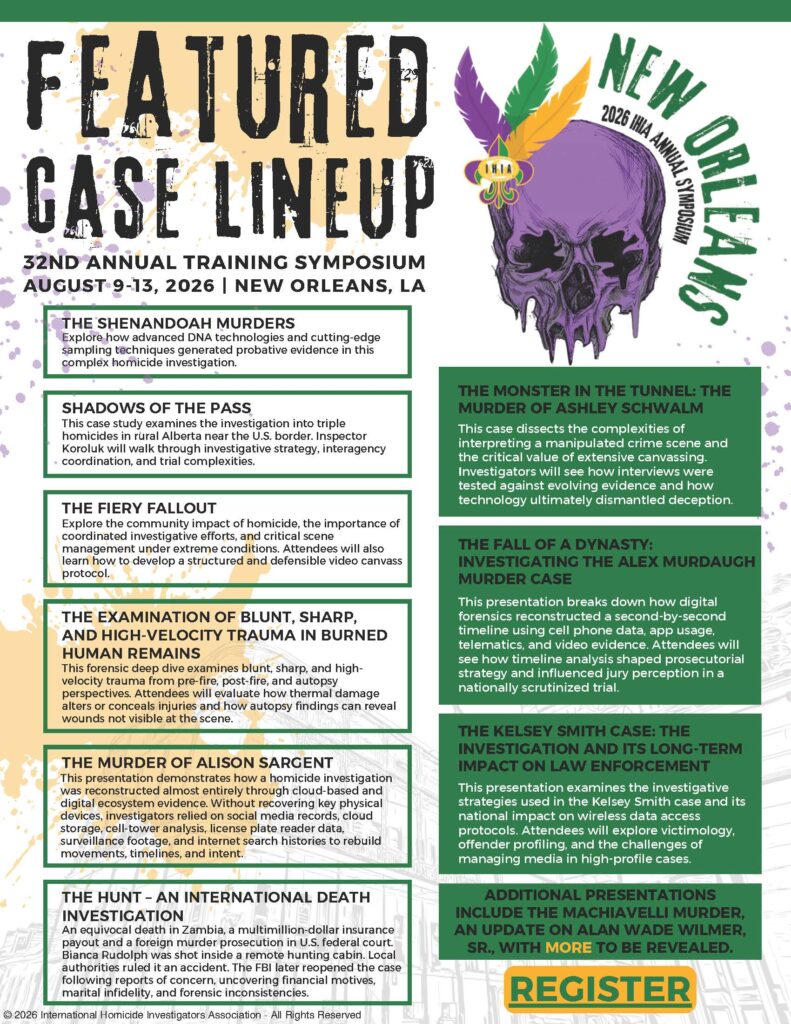 IHIA 2026 Symposium lineup with NOPD Homicide sponsored by NOPJF