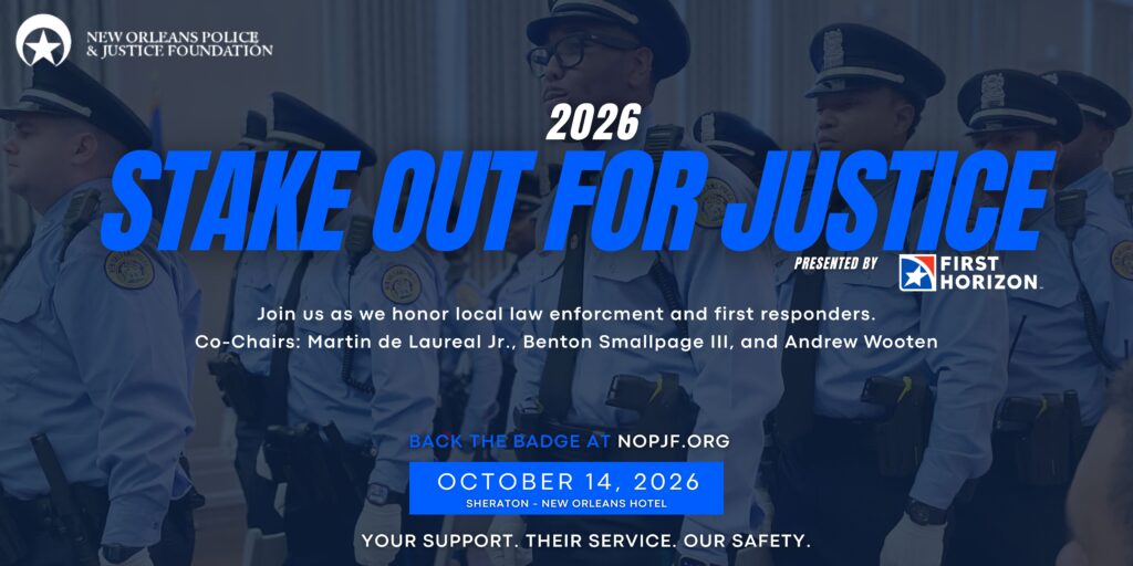 Banner image announcing the 2026 Stake Out for Justice Luncheon and the presenting co-chairs